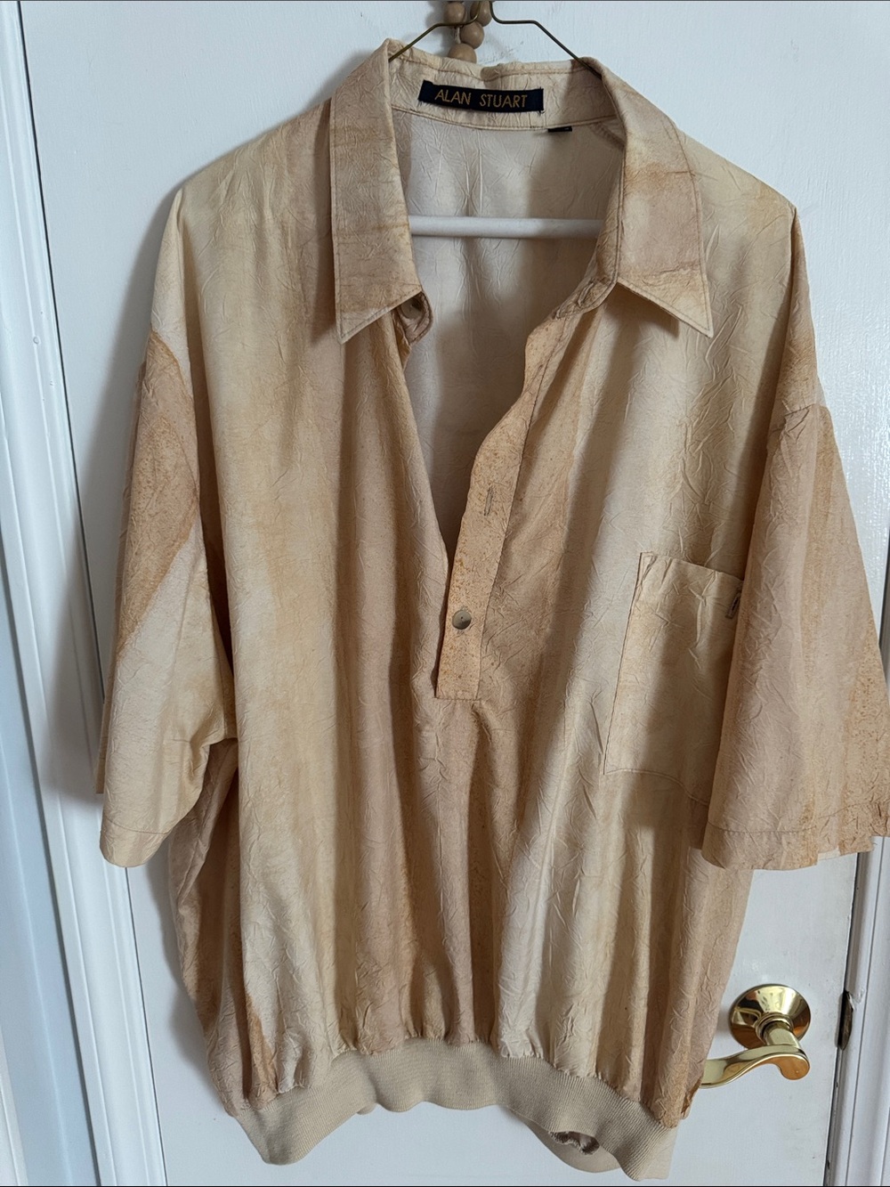 Alan Stuart Cream-Beige Short Sleeve Pullover Shirt
